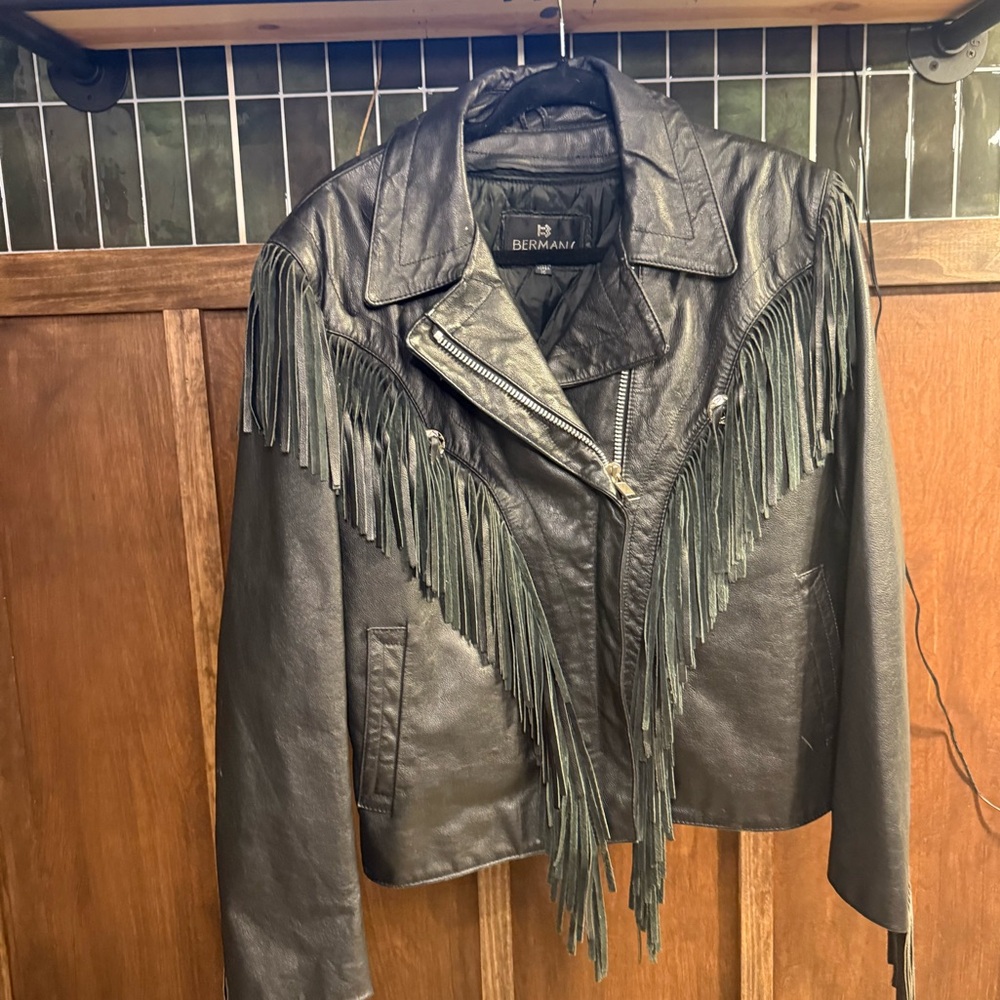 Black Leather Fringe Jacket